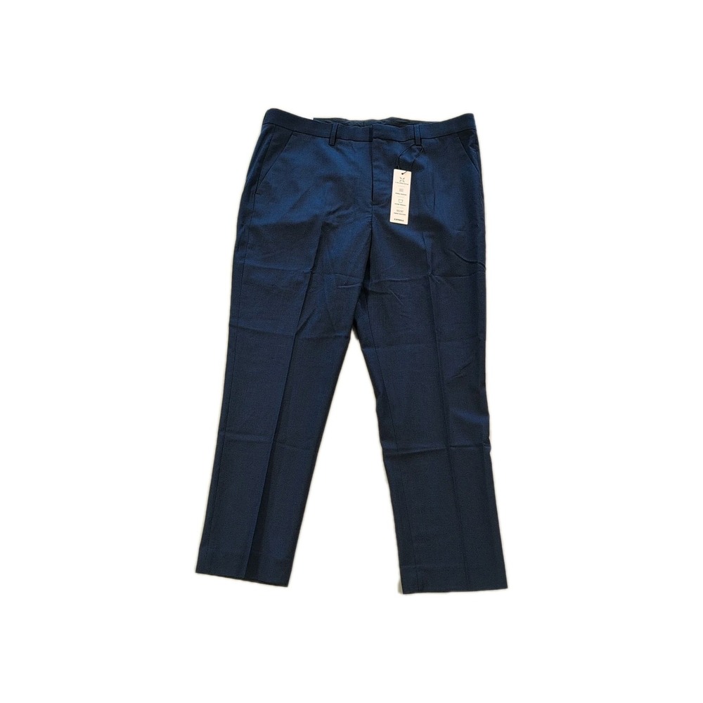 Express Pants Mens 36x30 Slim Blue Tailored Pleated Dress Solid NWT Stretch